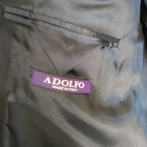 ADOLFO ITALY Super 120'S Black Coat Jacket 44R - Picture 8 of 8